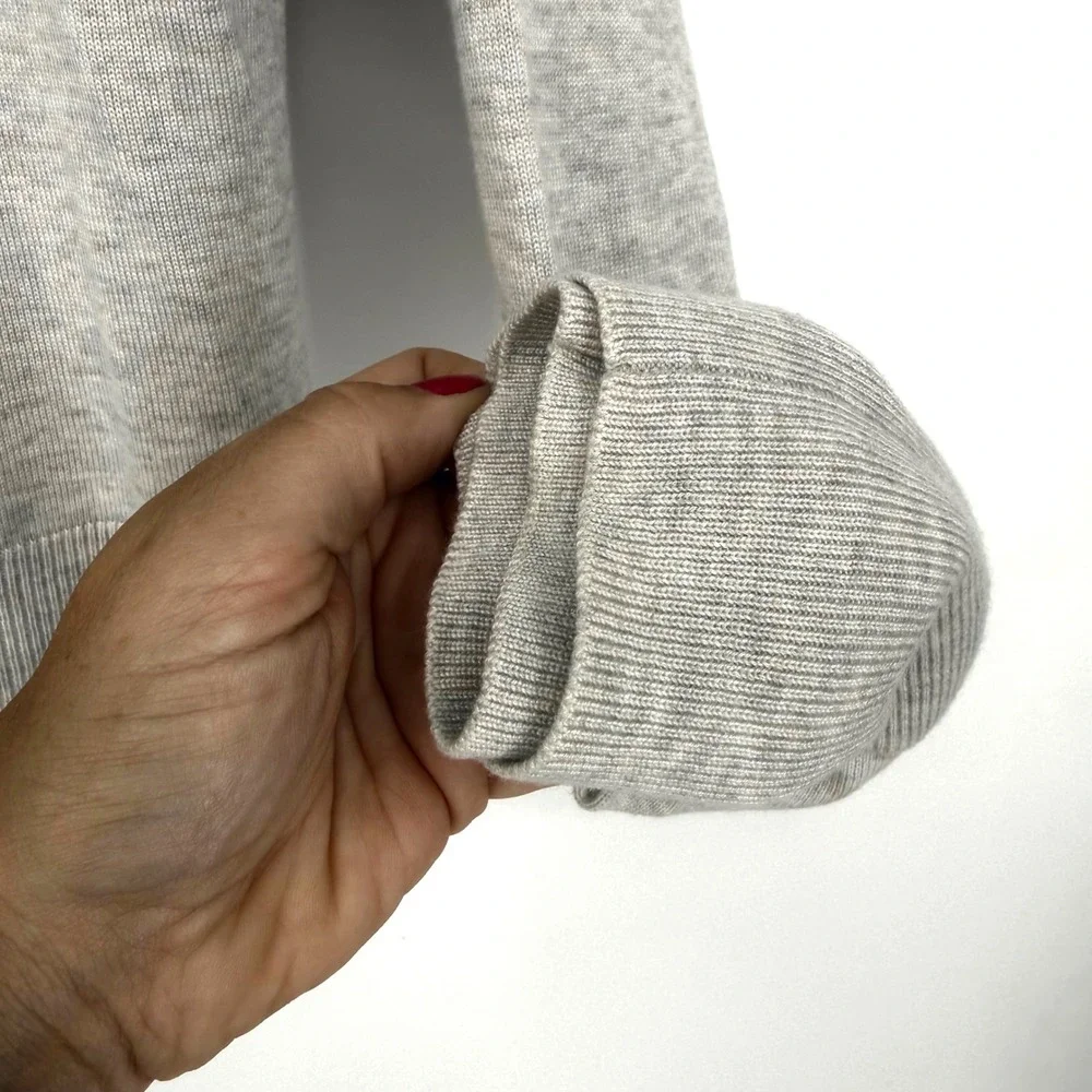 Athleta Medium Lightweight Cardigan Gray V-Neck Wool Blend Double Cuff Capsule